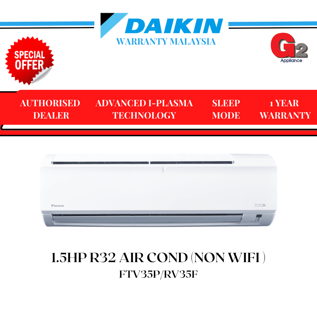 DAIKIN 1.5HP R32 (no-wifi) AIR COND FTV35PB/RV35PB-3WM-L0