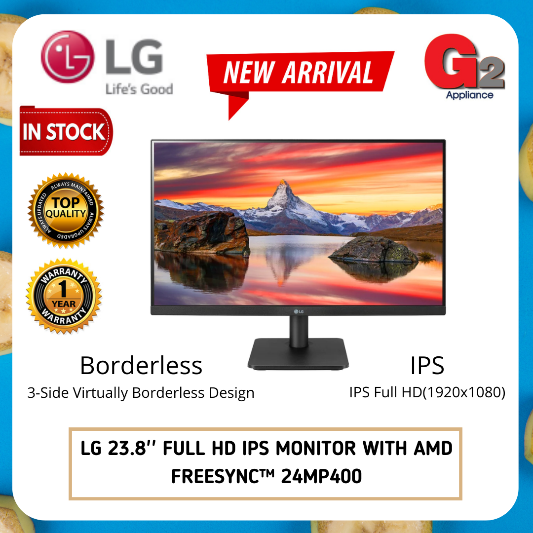 LG (Ready Stock + Authorised Dealer) 23.8'' Full HD IPS Monitor with AMD FreeSync 24MP400 - LG Warranty Malaysia