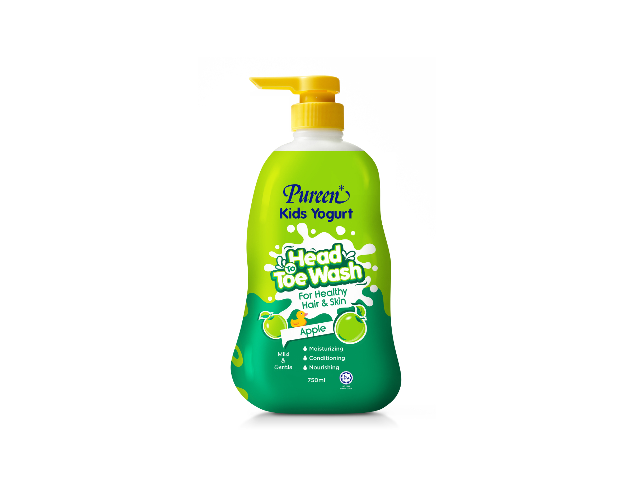 🔥LIMITED OFFER🔥PUREEN KIDS YOGURT HEAD TO TOE WASH (APPLE) 750 ml - Expired Date: 2028 Year