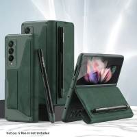 [Có khe đựng thẻ & rãnh bút có thể tháo rời] Kisscase cho Samsung Z Fold5 5G Fold4 Fold3 Bao da và PC bọc giáp lật cho Samsung Galaxy Zfold5 5G Z Fold4 Gấp 3 Chân Đế gập kẹp giữ bút có thể tháo rời