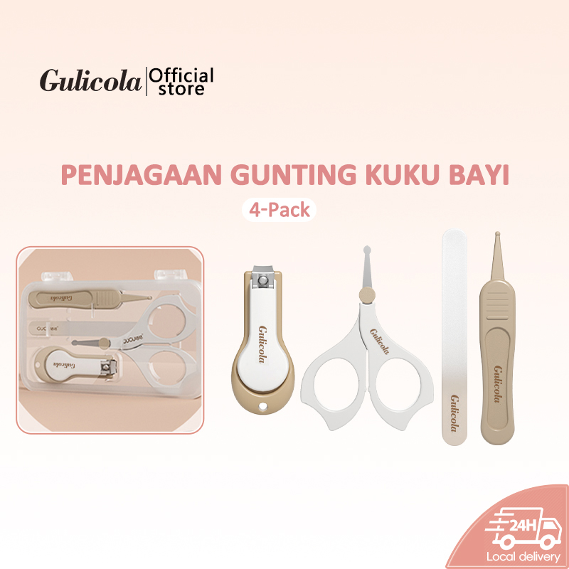 Gulicola 4 in 1 Nail Trimmer Kit Portable Nail cutter for baby Safety Care Set (Nail clippers+Nail File+Scissors+Tweezer)
