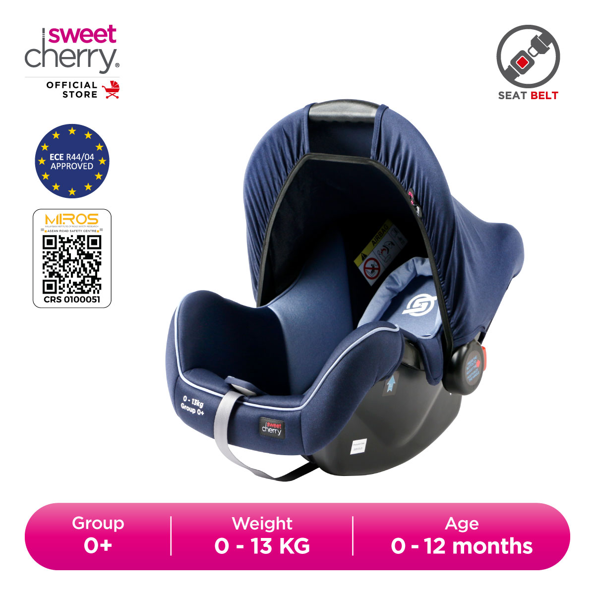 Sweet Cherry Baby Car Seat Assurance Portable Group 0+ Infant Seat Muji Carrier Baby Car Seat (LB323A) for Newborn
