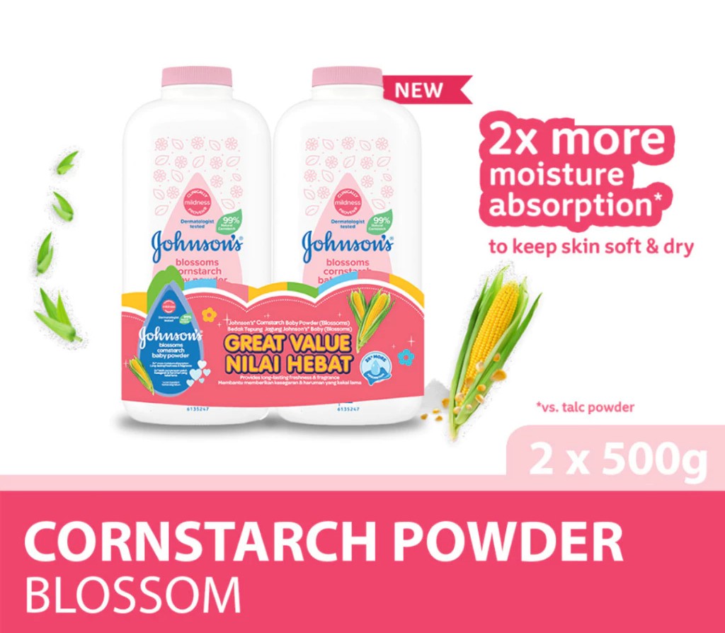 Johnsons Baby Blossoms Cornstarch Powder (500gx2)