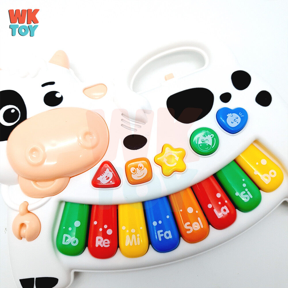 WKTOY Cute Cow Animal Baby Piano Musical Learning Keyboard Sound and