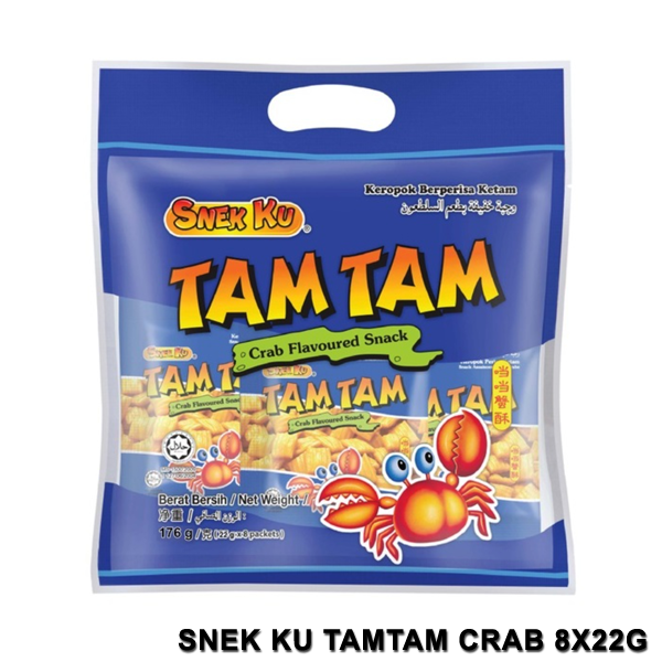 Snek Ku Tam Tam Crab Flavoured Snack 176g(8 x 22g) | TamTam