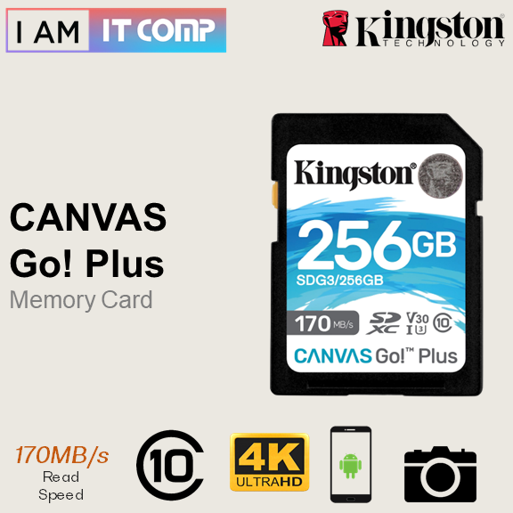Kingston Canvas Go Plus SD Card Class 10 256GB / 512GB Memory Card For 4K UHD Video ( SDG3 )
