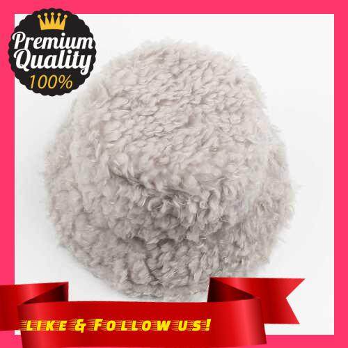 People's Choice Women Bucket Hat Faux Fur Fluffy Windproof Solid Sunbonnet Autumn Winter Casual Cap (Grey)