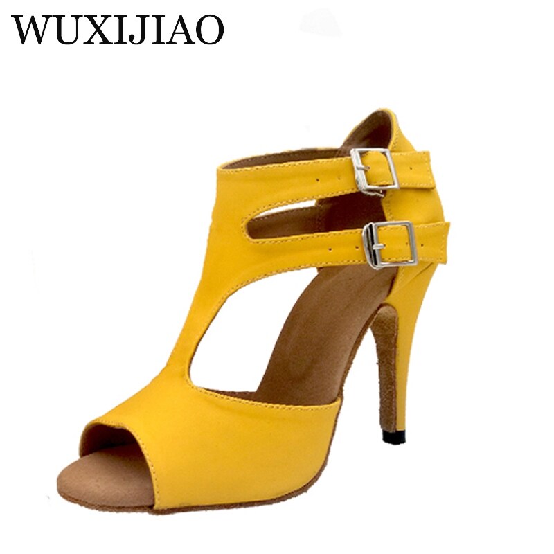 [Latin fan] WUXIJIAO YellowSoft Bottom Latin Dance ShoesSambaDance ShoesHeels 6cm-10cm