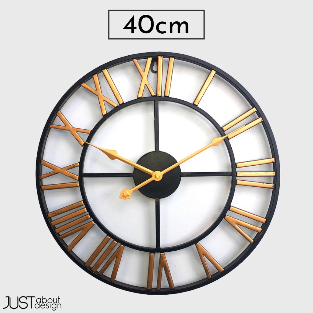40cm / 60cm / 80cm Minimalist Iron Clock Vintage Roman Wall Clocks Decorations