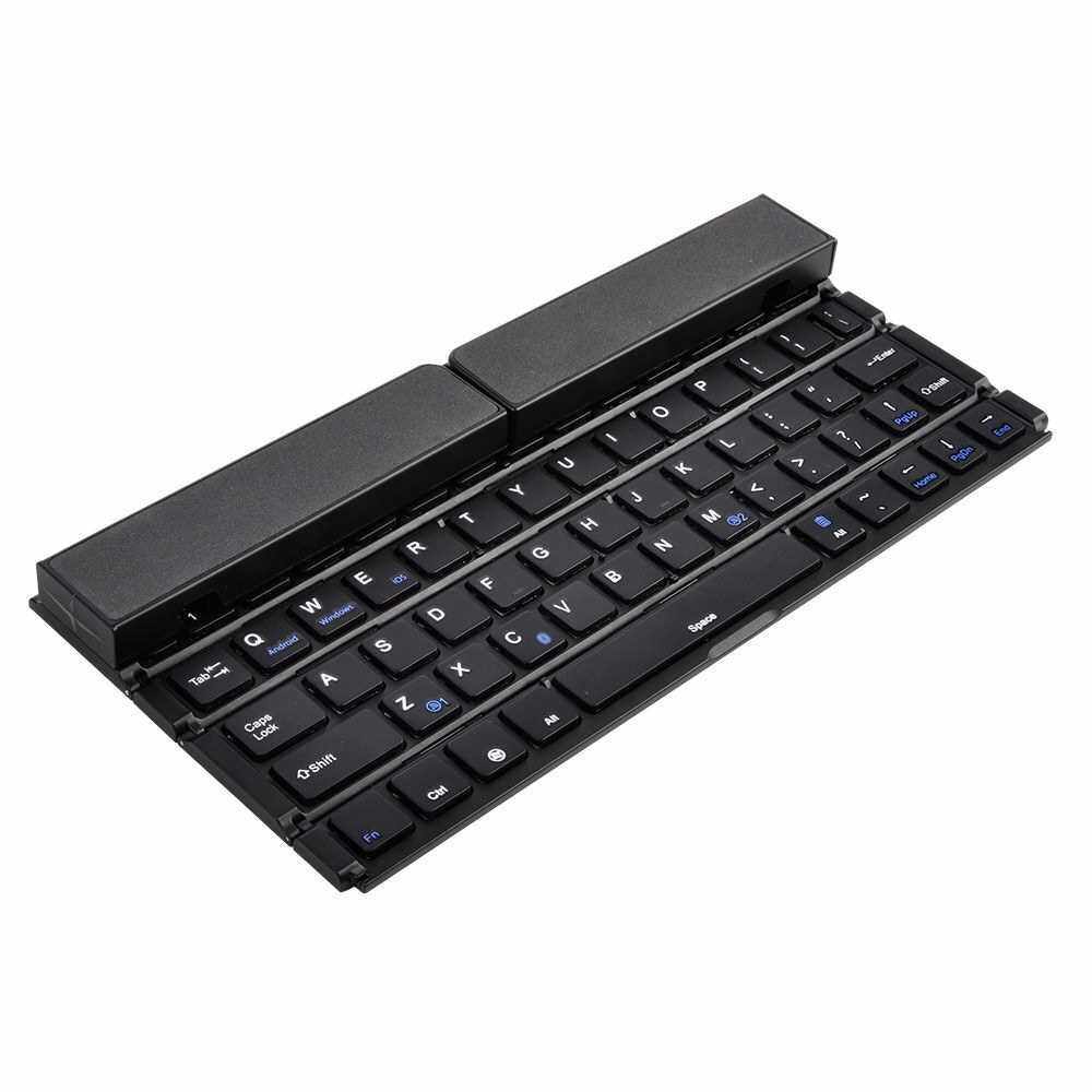 BK808 Mini Portable Wireless Folding Keyboard Dual Channel Foldable Keyboard (Black)