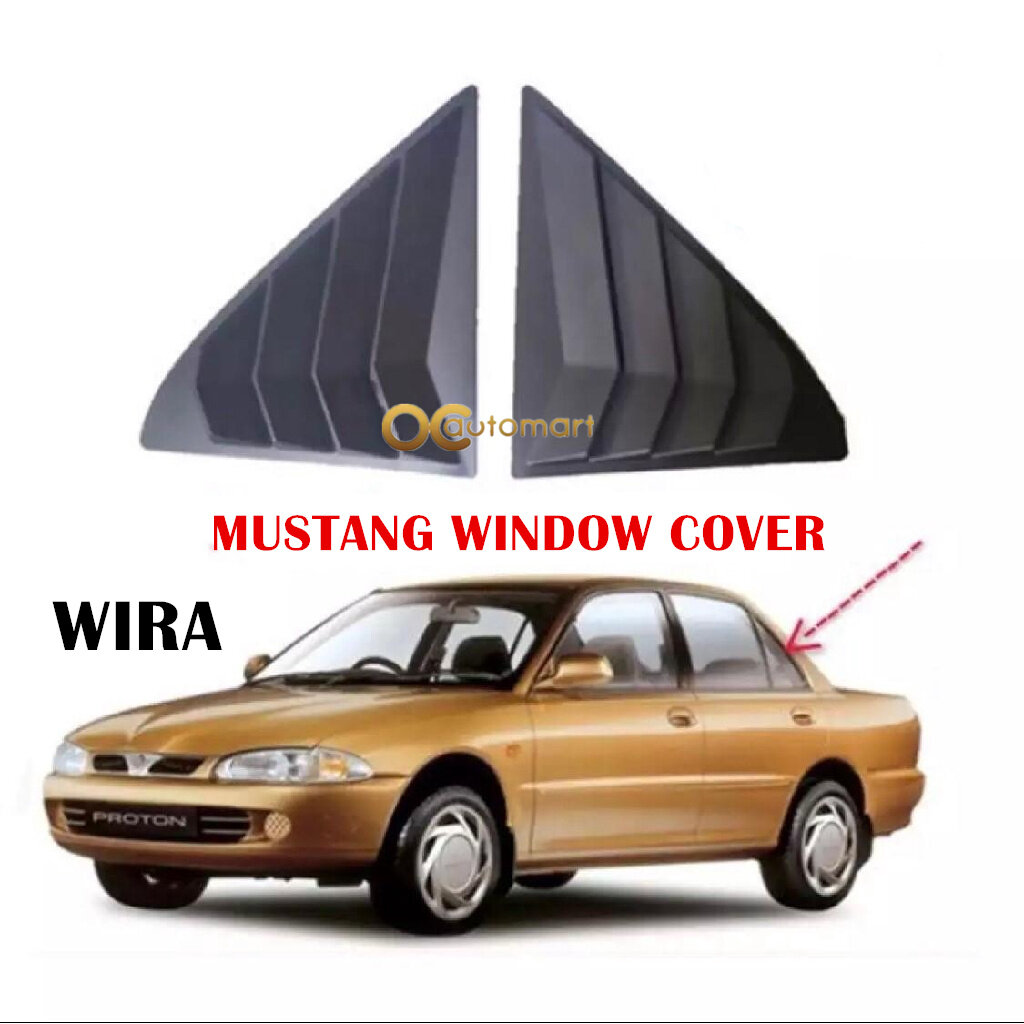1set 2pc Proton Perodua MUSTANG Black Rear Side Louver Window Cover Triangle Mirror Protector