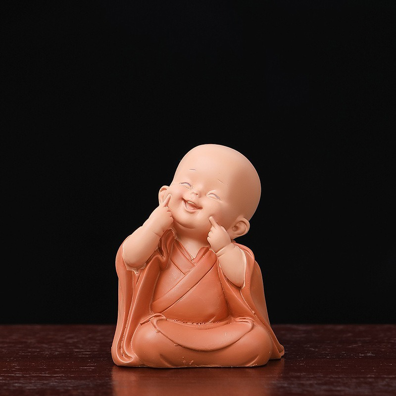 Mini Little Monk Laughing Doll Small Buddha Home Car Decoration Bedroom Office Desktop Crafts Gifts