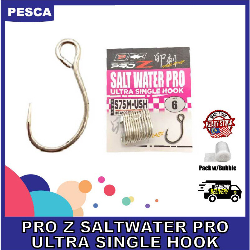 PESCA - PRO Z Saltwater Pro Ultra Single Hook Size 3/0, 2/0, 1/0, 6, 4, 2, 1 Fishing Hook Single Hook Heavy Duty Hook