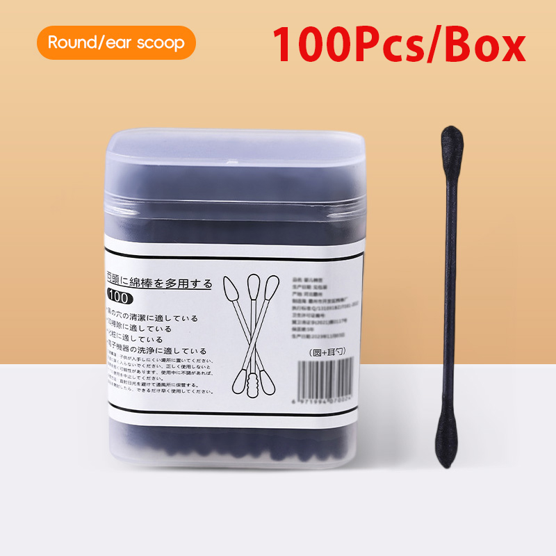 100/200 Pcs Double Screw Cotton Swab Safety Soft Cotton Buds Clean Ears Sticks Baby Swab 双头棉签