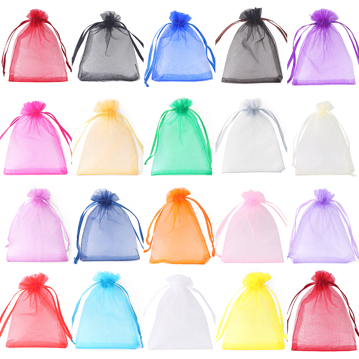 50pcs/Bag Adjustable Drawstring Organza Bags Jewelry Packaging Bags Candy Wedding Bags Wholesale Gifts Pouches