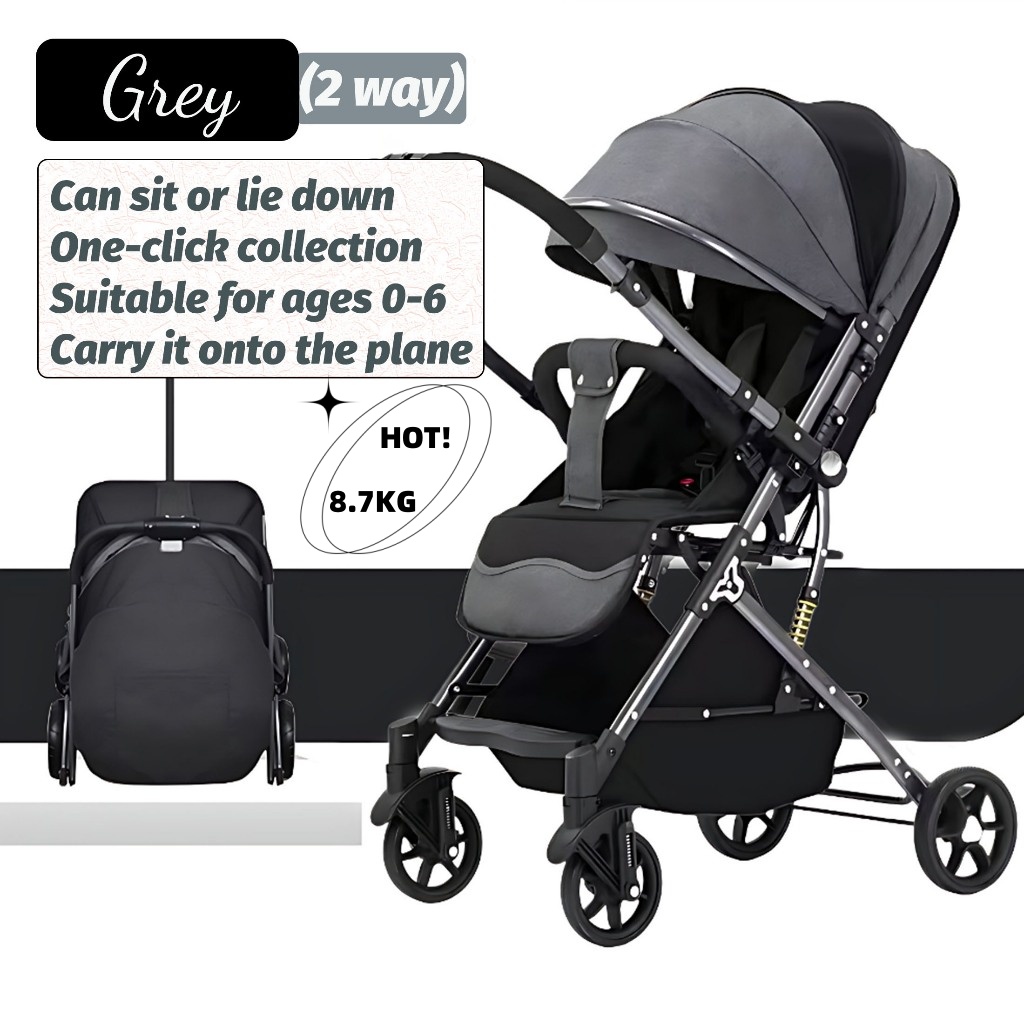 Beige Baby Stroller Foldable 2 Way Baby Stroller Compact Stroller Baby Travel Strollers Three-fold baby Strollers