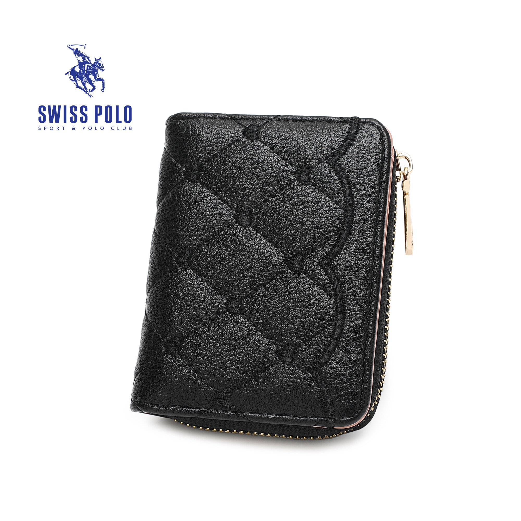 SWISS POLO Ladies Quilted Short Purse SLP 50-1 BLACK