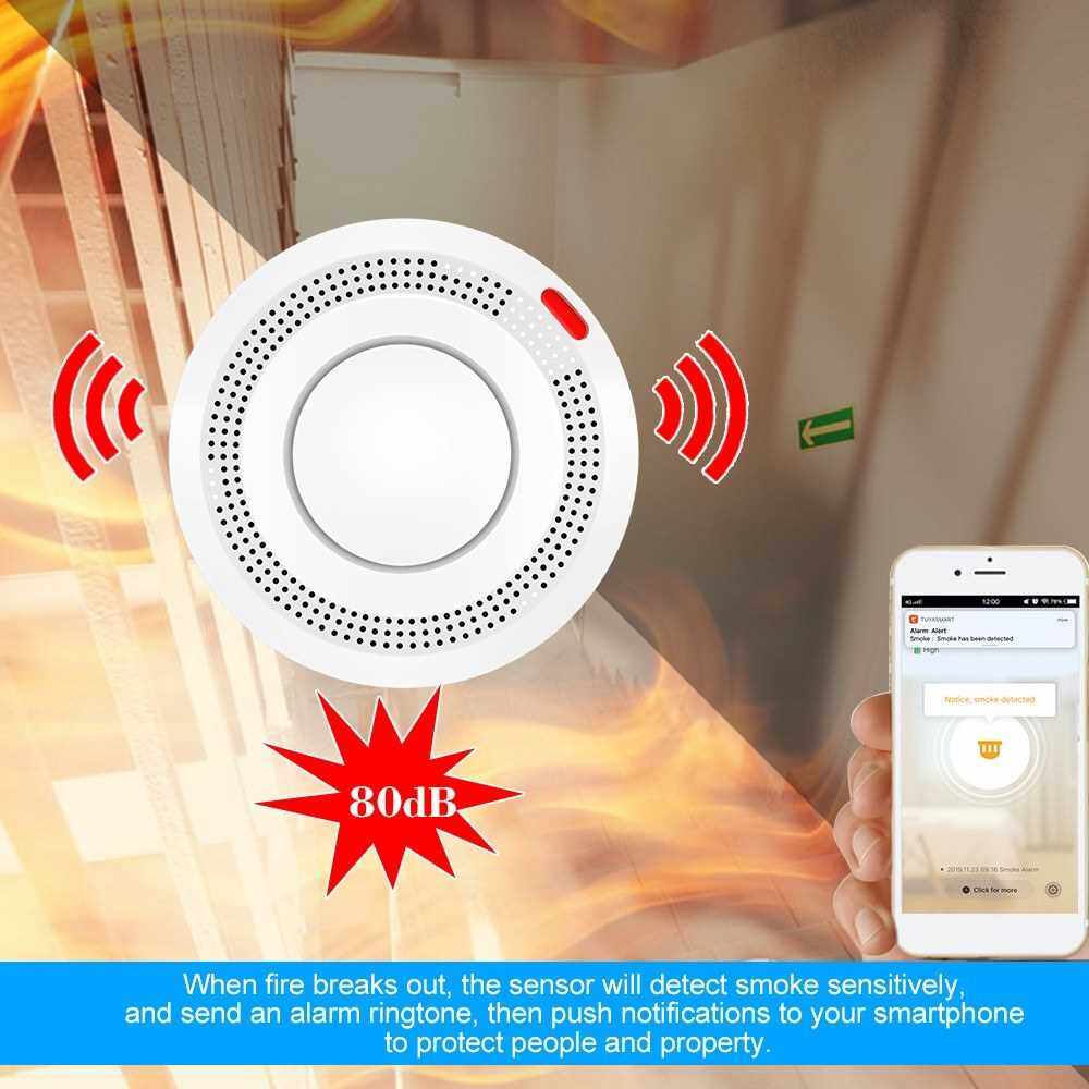Wifi Smoke Detector Smart Fire Alarm Sensor Wireless Security System Smart Life Tuya APP Control Smart Home For Home Kitchen/Store/Hotel/Factory (Standard)