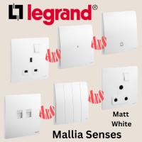 Matt White - Legrand Mallia Senses Color Switch Socket 13A 1Gang 2Gang 3Gang 4Gang 1Way 2Way Suis Lampu 20A Double Pole Pemanas Bell TV Astro Tel RJ45 Loceng Multi Suis Soket