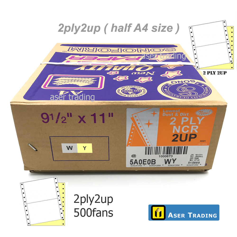 SONOFORM COMPUTER FORM - 2PLY 2UP NCR white/yellow (500 fans)