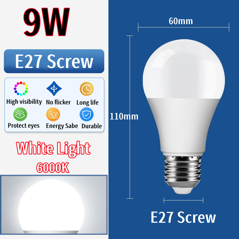 Lampu LED Light Bulb High-quality High Bright Long Life 5W/9W/15W/18W/25W White Light Daylight Lampu LED E27 LED Bulbs Lampu mentol Lampu LED berkualiti tinggi tinggi hidup panjang cerah 5W/9W/15W/18W/25W Lampu siang cahaya putih Lampu LED E27 mentol LED