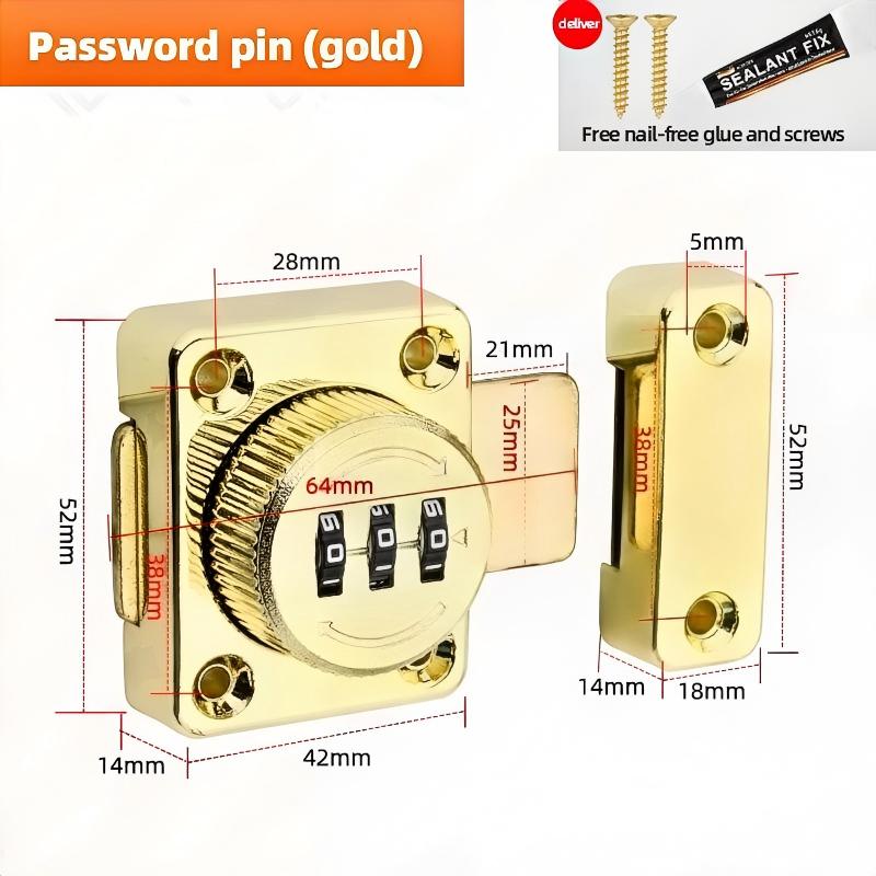 3 Digit Security Cabinet Password Locks Non-Punch Keyless Door Lock Latch Combination Code Child Safety Lock