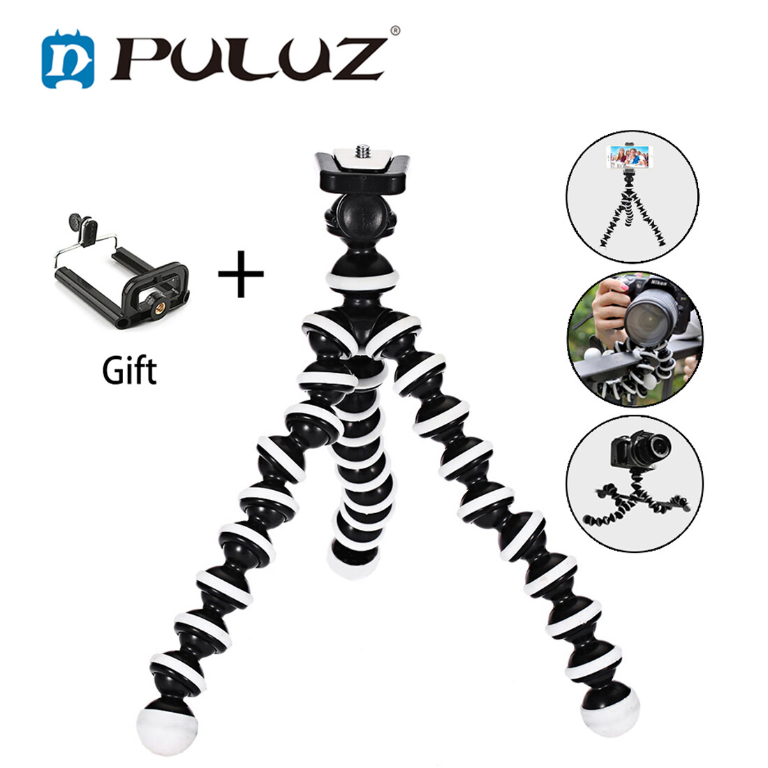 PULUZ Bạch Tuộc Mini Tripod Khung Di Động Linh Hoạt Điện Thoại Thông Minh Kẹp Chủ Camera Stent Điện Thoại Thông Minh Tripod Có Thể Gập Lại Máy Tính Để Bàn Cho Huawei Xiaomi Redmi iPhone