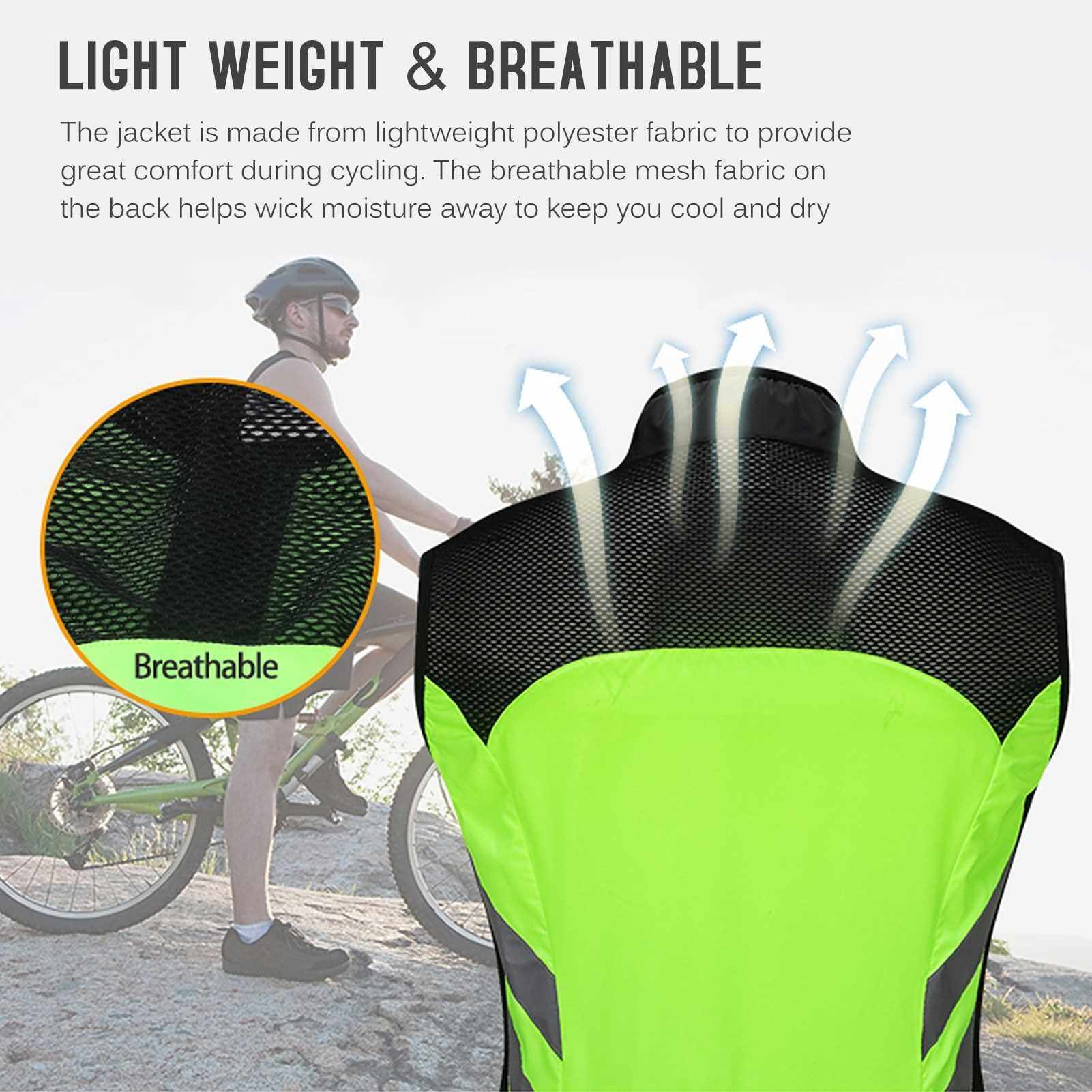 Best Selling Men Cycling Vest Foldable Quick Dry Breathable Reflective Sports Safety Bike Vest for Riding Running Jogging Hiking (Black)