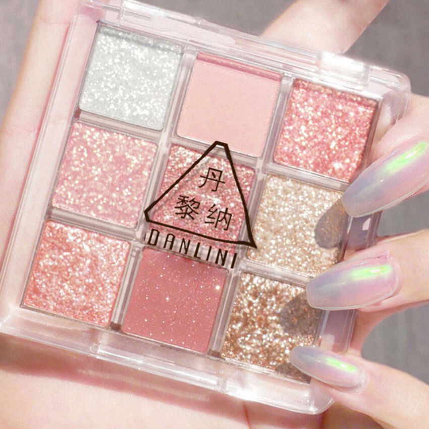 【 100% Original】New Trong Suốt Chín-Màu Acrylic Phấn Mắt Pearlescent Matte Màu Đất Chín Ngăn Hình Vuông Eyeshadow
