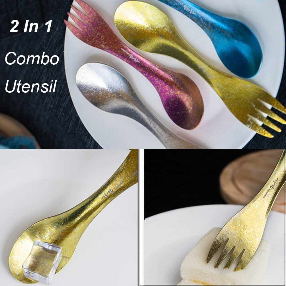 Titanium Spork Ultra Light Spoon Fork Portable Flatware 2 In 1 Camping ...