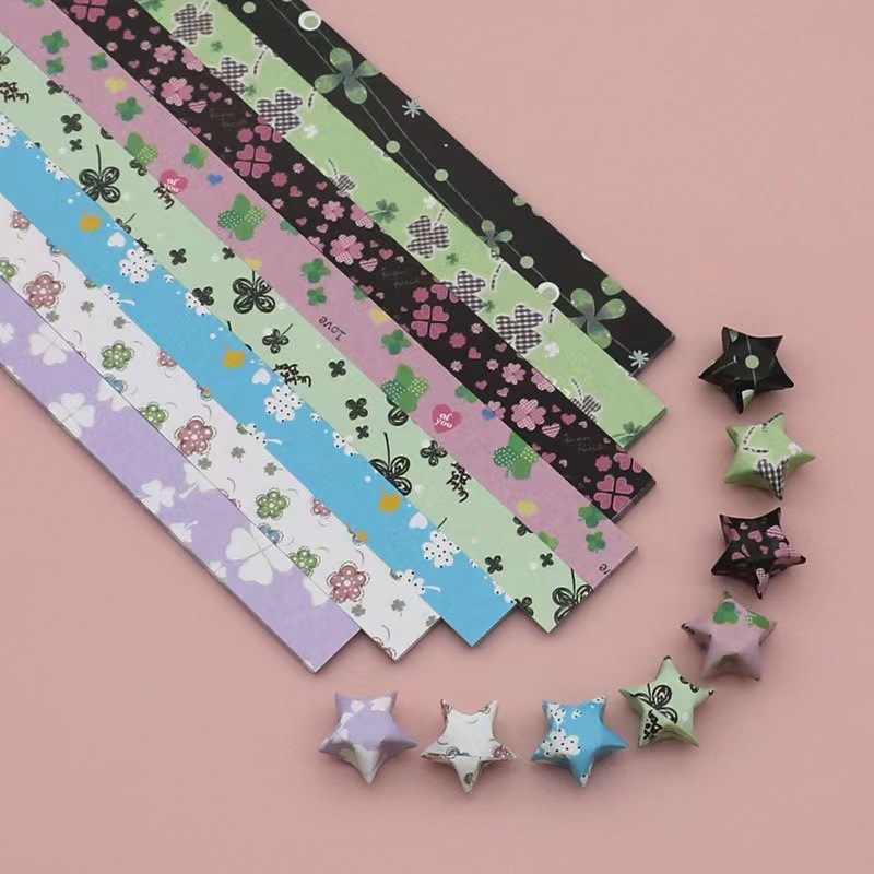 Glow-in-the-Dark Gradient Lucky Star Origami Paper | Double-Sided Folding Paper Strips | DIY Star Paper