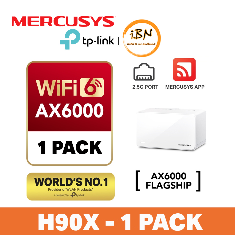 Mercusys AX6000 2.5G Port Whole Home Mesh WiFi 6 Router System Halo H90X Powered by TP-LINK @ IBN