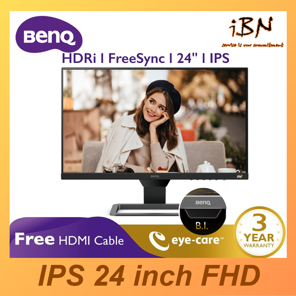 BenQ EW2480 24” HDRi IPS FHD Eye-Care B.I Tech Gaming Monitor Best for Netflix Disney+ Film Watching & PS5 PS4 Pro Xbox