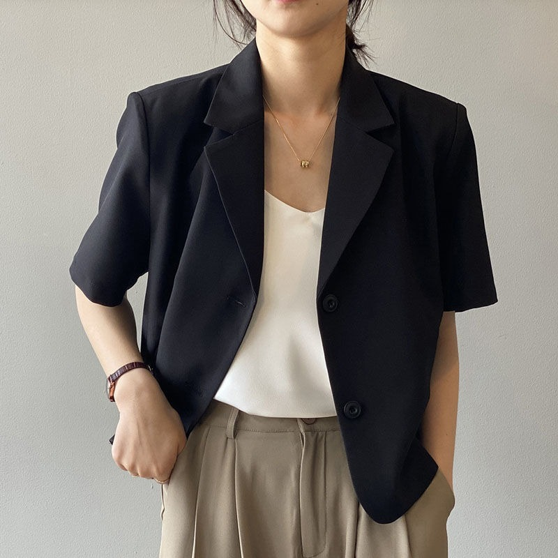 SHUFU 2604 Hàng Có Sẵn Áo Khoác Blazer Cho Nữ Áo Croptop Phong Cách Hàn Quốc Áo Khoác Cardigan Ngắn 