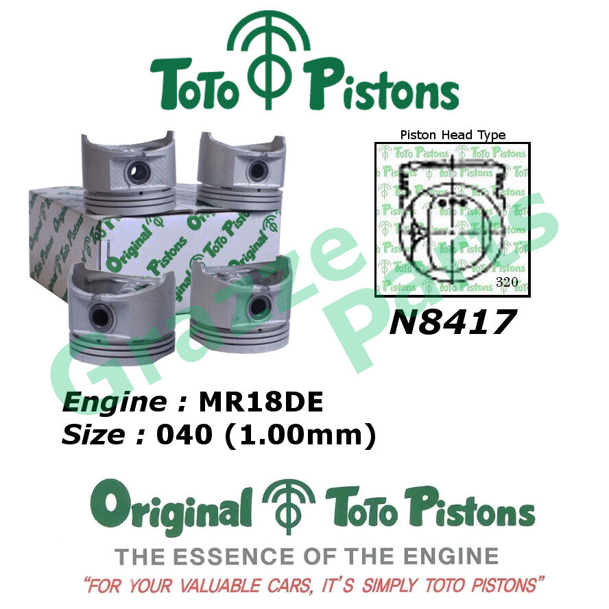 TOTO Piston Set N8417 040 Size (1.00mm) for Nissan Latio C11 Grand Livina L10 L11 1.8 MR18 MR18DE (84.0mm)