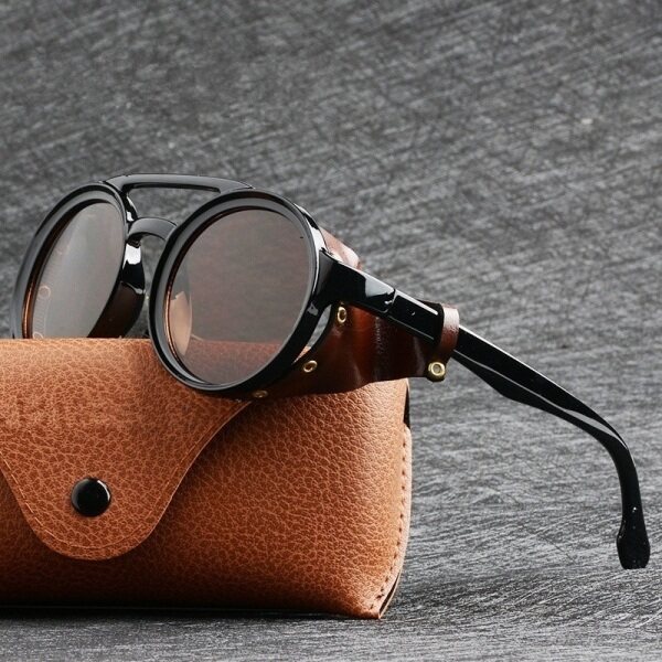 Giá bán 【UVA/UVB Sunglasses】Vintage Retro Kính Râm Dáng Tròn Cho Mens Womens Cyber Kính Punk Kính Râm Gothic Steampunk UV400 Kính