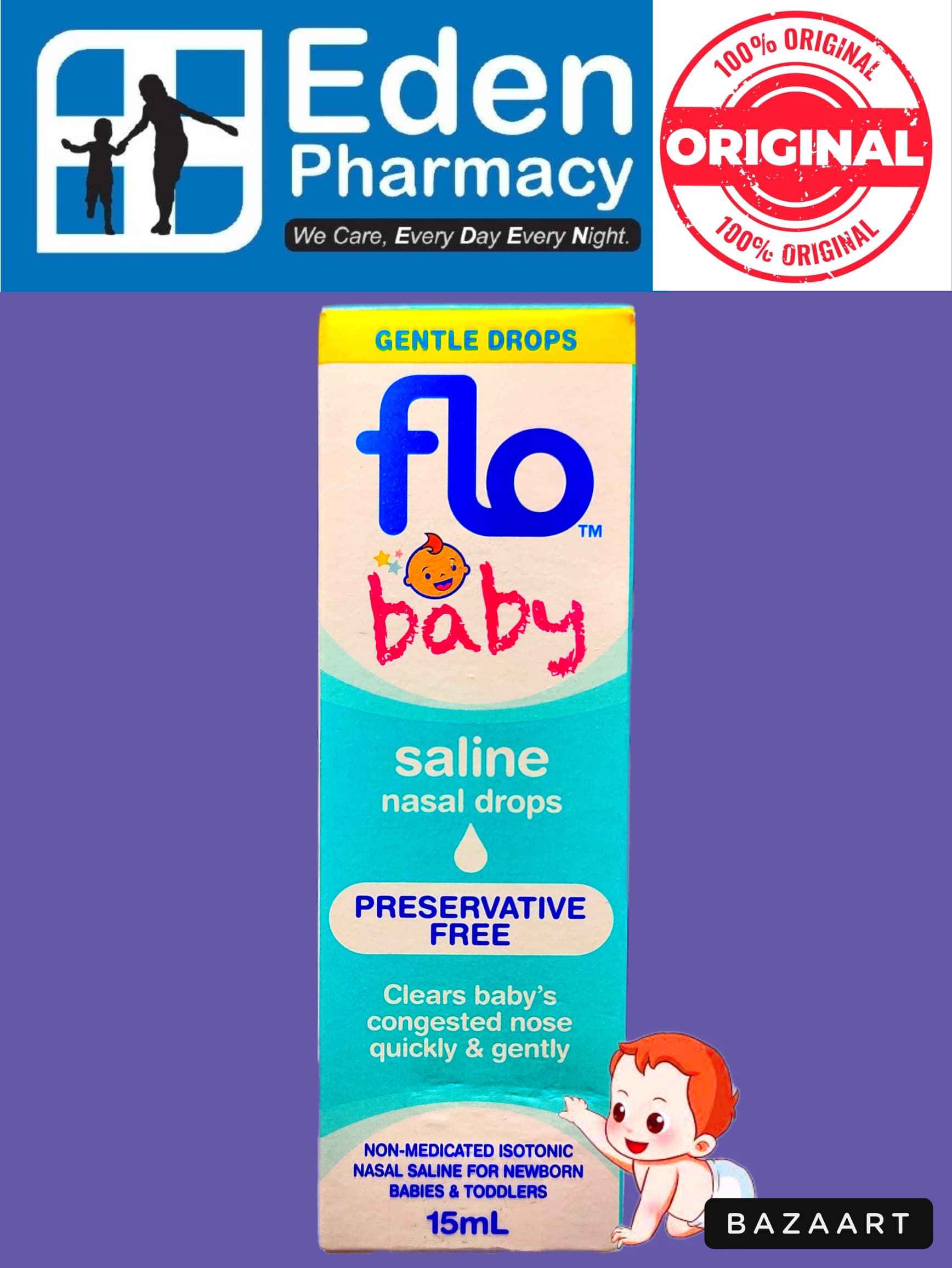 Flow Kids Saline Nasal Spray / Flow Baby Saline Nasal Drops / Flow Baby Saline Nasal Sprays ( 15ml )