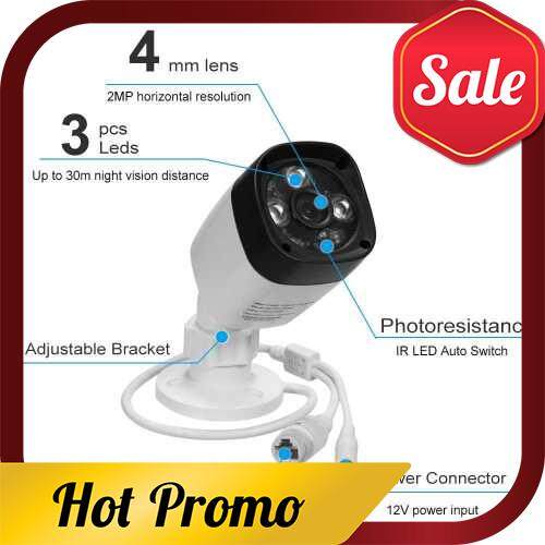 HD POE IP Camera 3MP 4mm 1/3\'+String.fromCharCode(34)+\' CMOS H.264 P2P Onvif 3 Array IR Lamps Night View IR-CUT Motion Detection Phone APP Control Home Security (White)