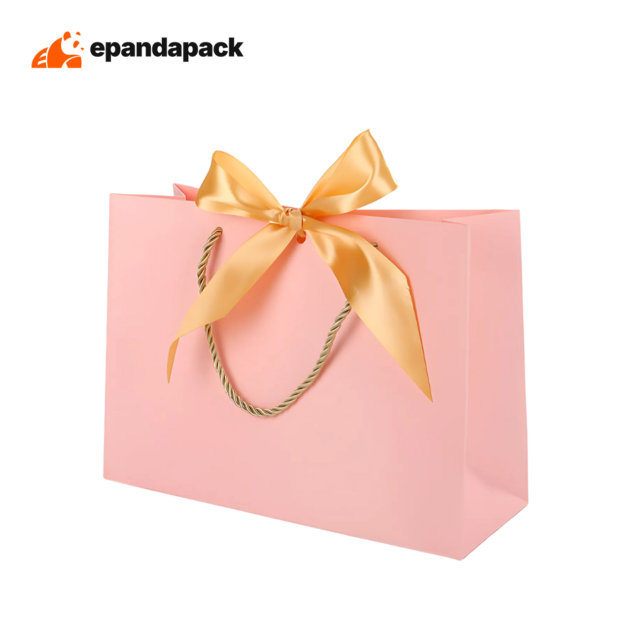 Paper Bag Hadiah Door Gift Handle Ribbon Gold Smooth Coated Plain Warna Gift Bag Kantung Cenderamata