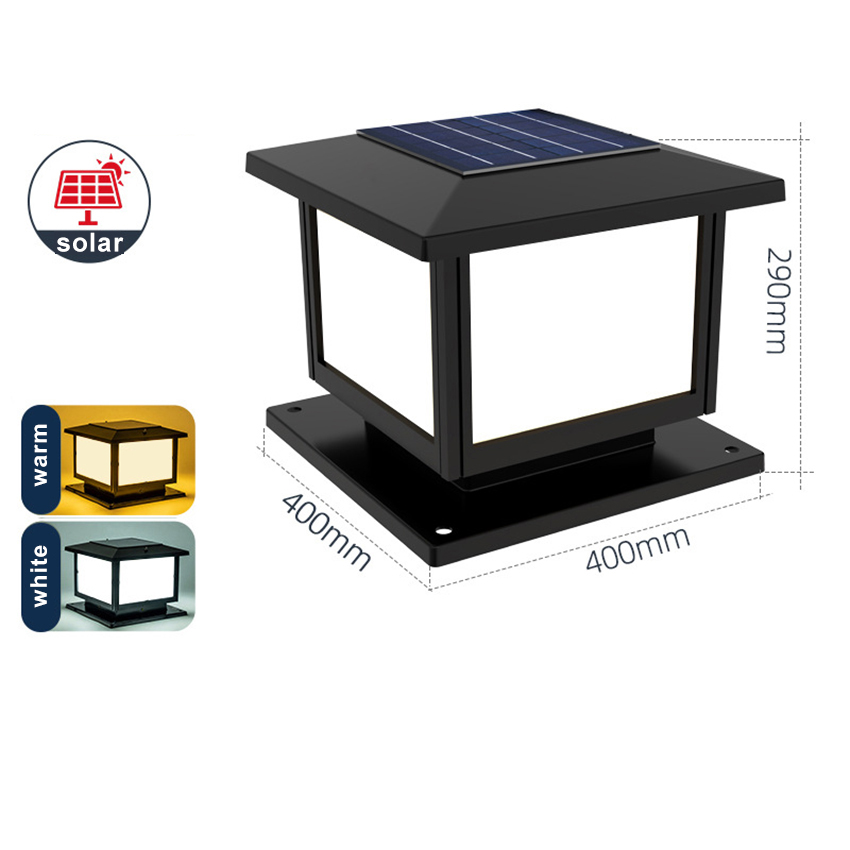 【In Stock】Vimite 2-Color Led Lampu Outdoor Solar Post Light Waterproof Automatic Sensor Energy Saving Lamps Warm & White Garden Fence Pillar Lights for House Gate Column Head Lamp Courtyard Decorative 太阳能柱头灯
