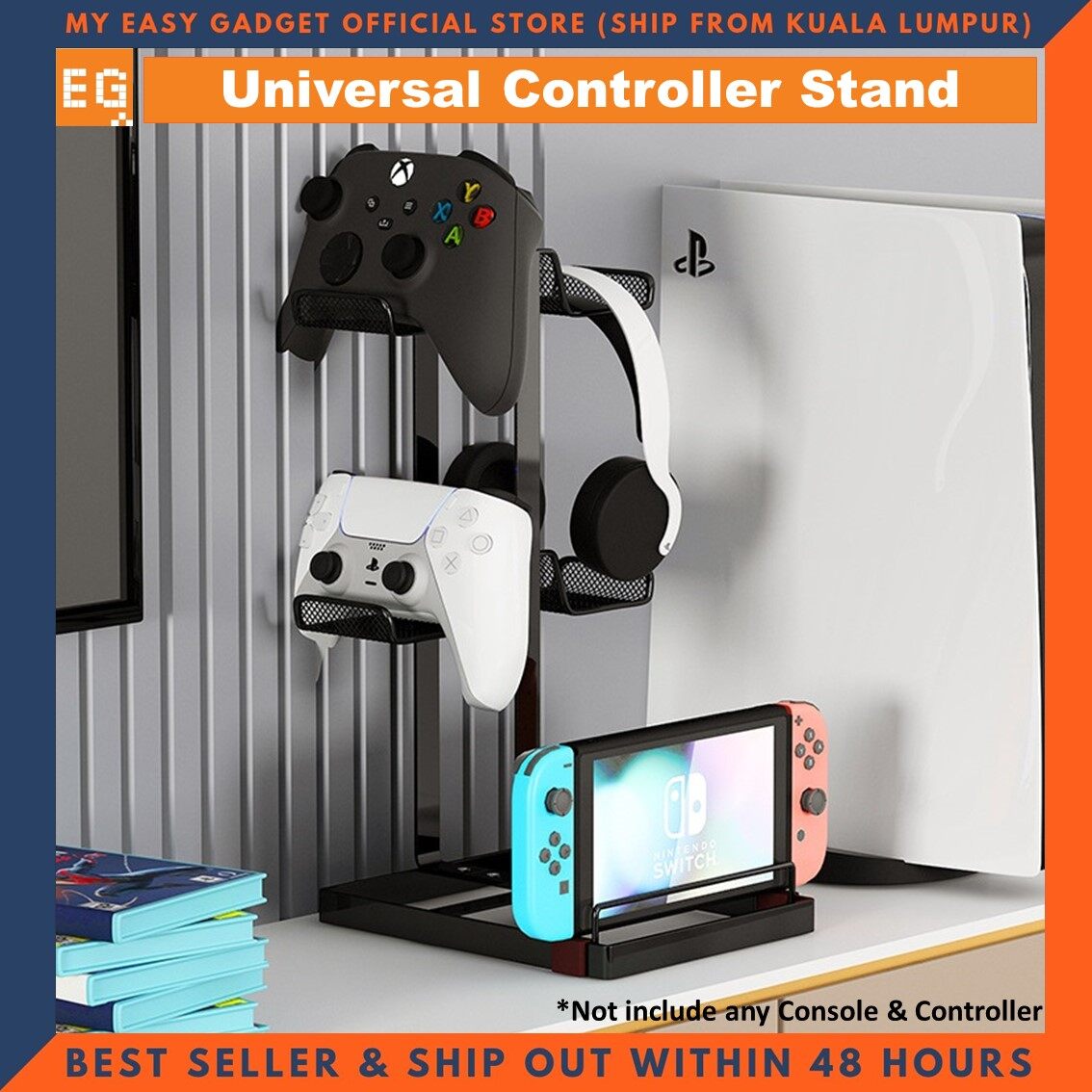 Controller Display Holder Stand Gamepad Metal Desktop Storage Organizer Bracket Compatible for Switch / PS5 / PS4 / PS3