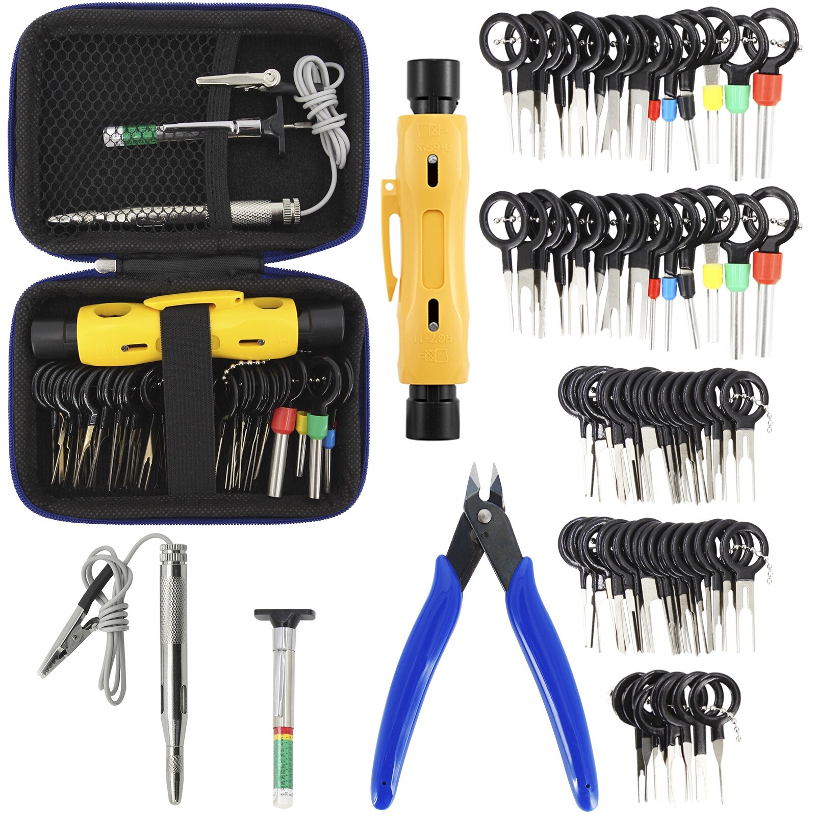[7ho car tools] Car Terminal Removal Electrical Wiring Wire Harness Crimp Connector Pin Extractor Kit Repair Hand Tools Back Needle W/EVA Case