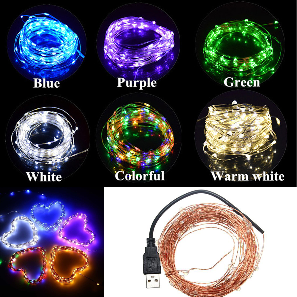 Home wi 10m 100 đèn led thần tiên đèn led giáng sinh đèn dây đồng hoạt động bằng usb đèn trang trí vòng hoa đèn đám cưới đèn dây tiệc tùng đèn led hoàn hảo cho trong nhà, ngoài trời phòng ngủ sinh nhật tiệc cưới trang trí giáng sinh