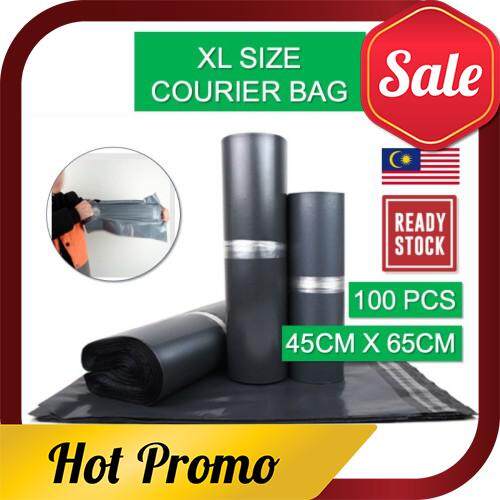 [ LOCAL READY STOCK BEST PRICE] XL Water Proof Courier Plastic Bag Flyer 45cm X 65cm 100pc per pack Black Beg Kurier Pos Hitam Postage Parcel Bag Consignment Plastic Bag With Strong Sticker Sealing Logistic Shipping Water Resistant