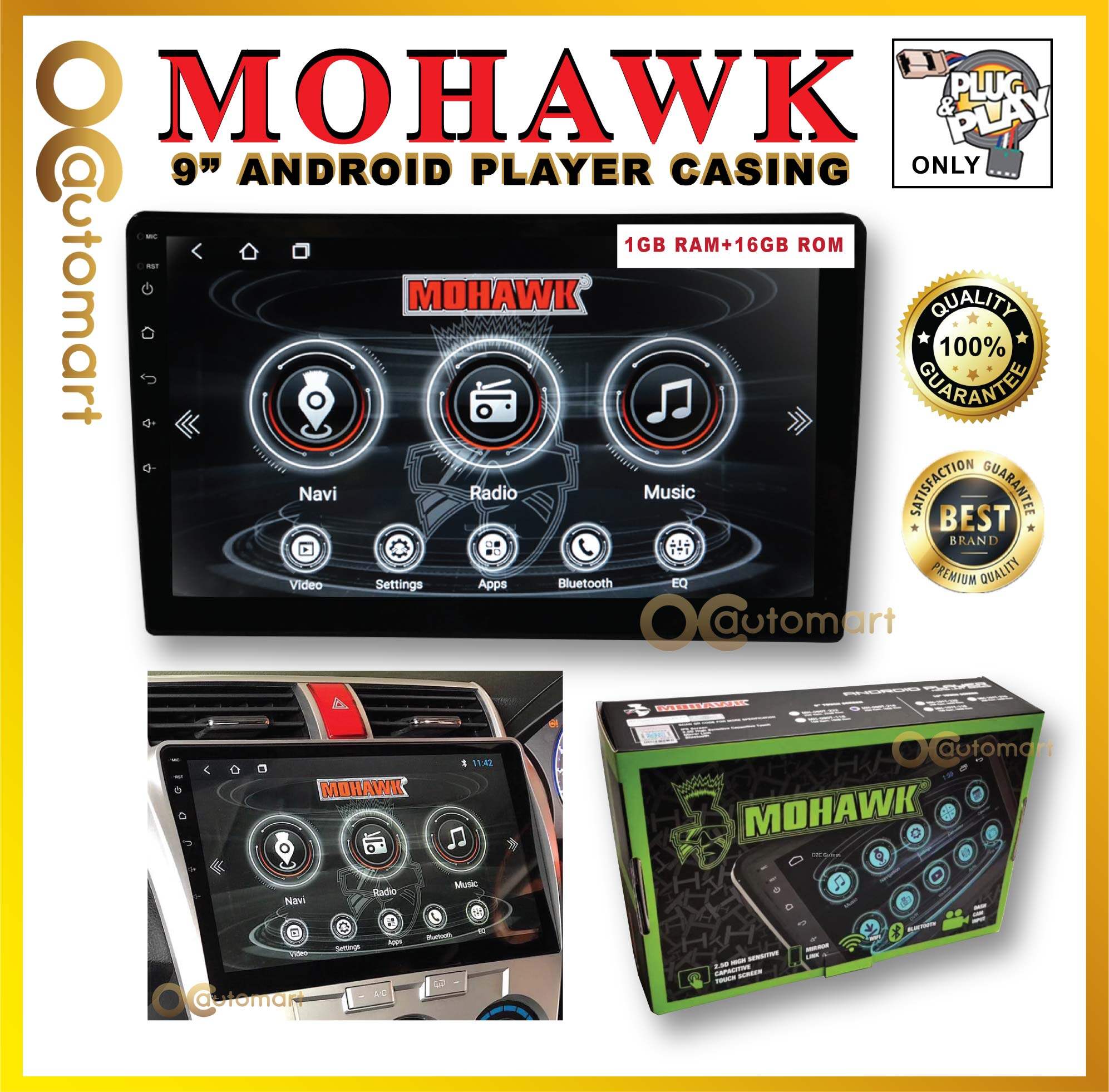 Mohawk Big Screen Android Player 1+16G IPS Bluetooth GPS For Universal ...