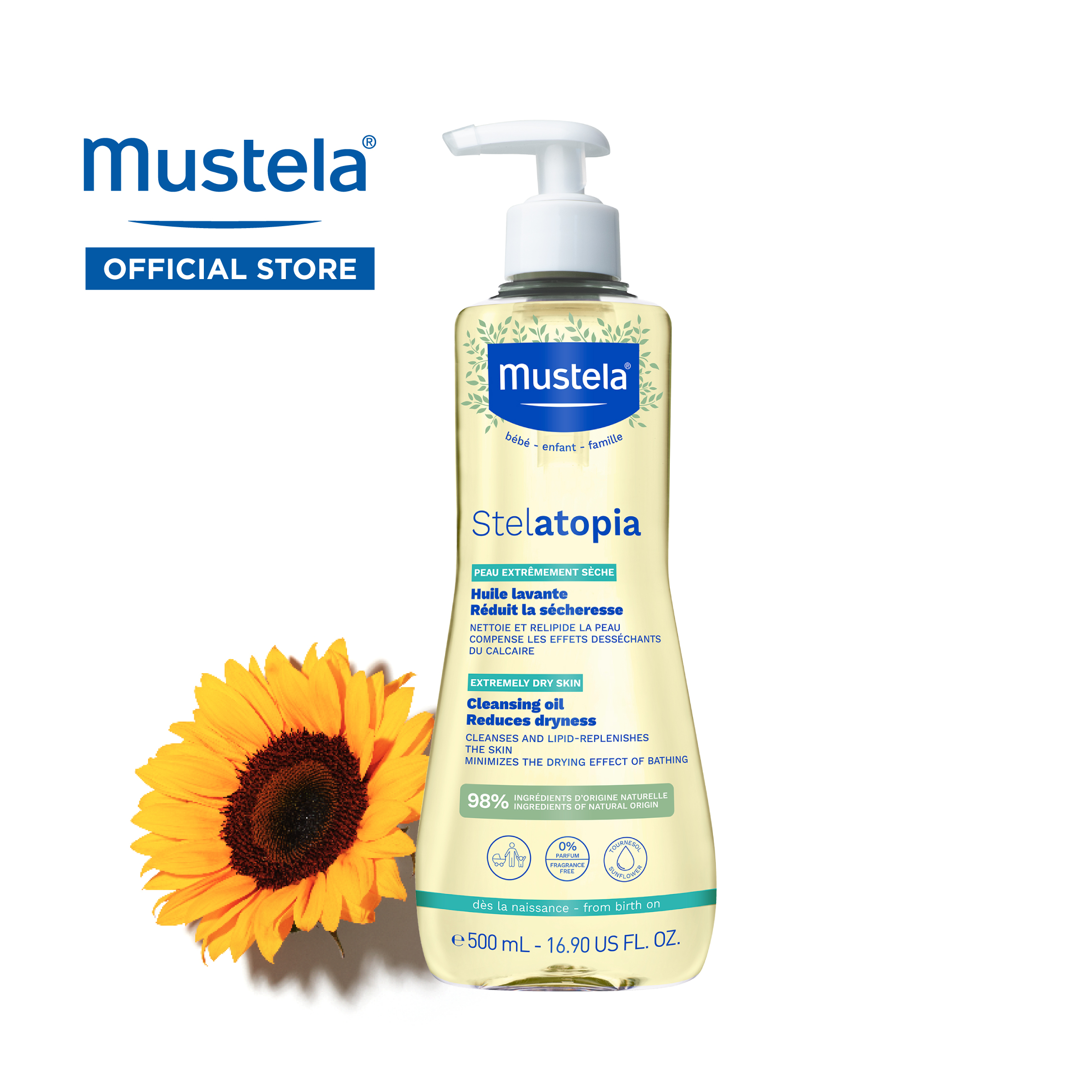 MUSTELA Stelatopia Cleansing Oil for Extremely Dry Skin (500ML/16.90 US FL.OZ.)