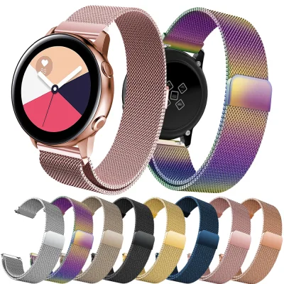 Milanese Wristband Metal Magnetic Release Strap 20mm 22mm Width Stainless Steel Band for Samsung Galaxy Watch 42mm 46mm Watch 3 41mm 45mm Active 1/2