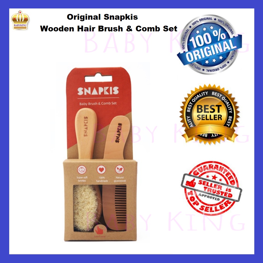 Original Snapkis Baby Wooden Brush & Comb Set