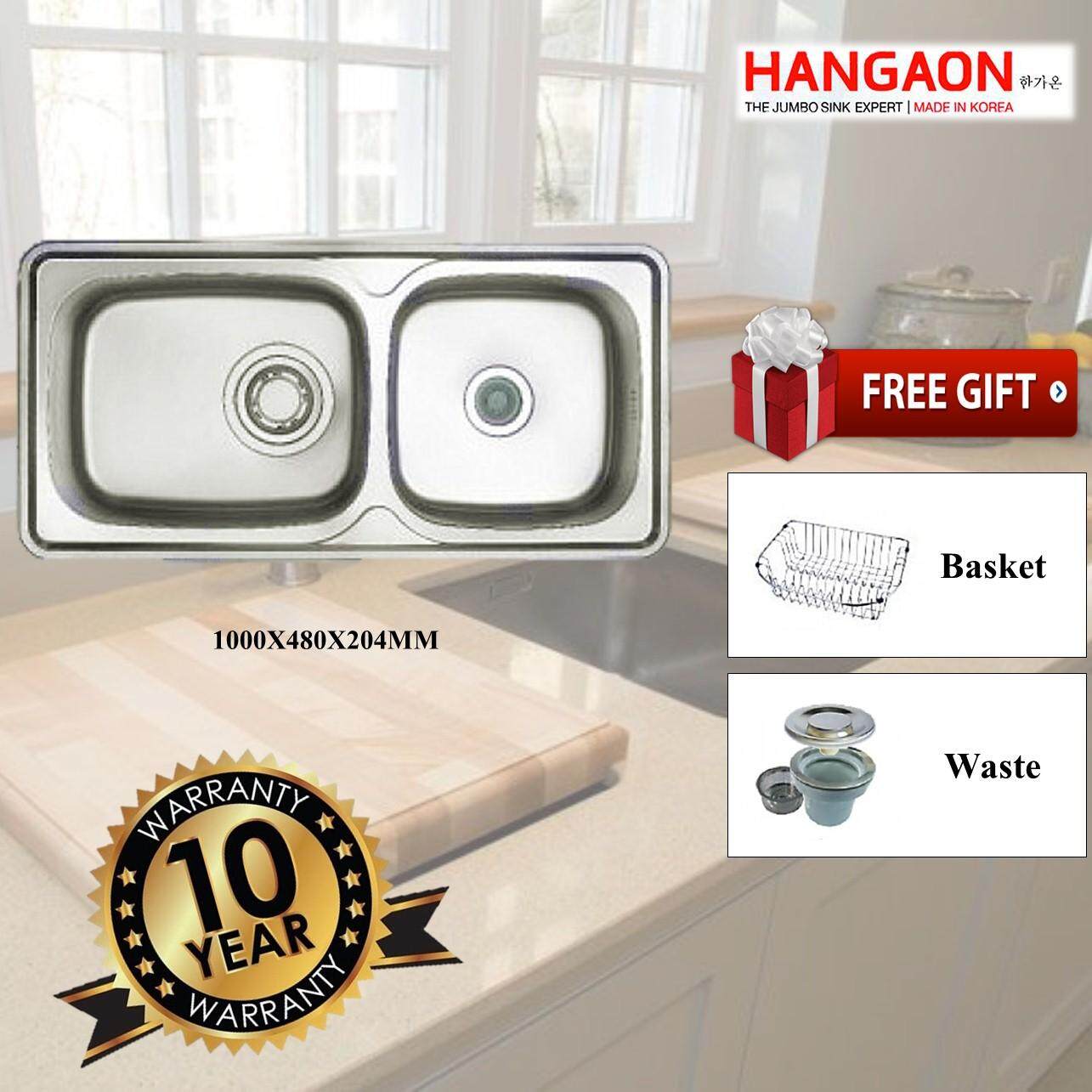 HANGAON High Quality IDS1000 Jumbo Double Bowl Sink (KOREA)