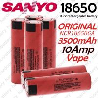 ORIGINAL SANYO NCR18650 GA 18650 3500mAh 3.7V 4.2V Li ion Lithium Rechargeable Battery 10A High Drain power Capacity vapee JAPAN